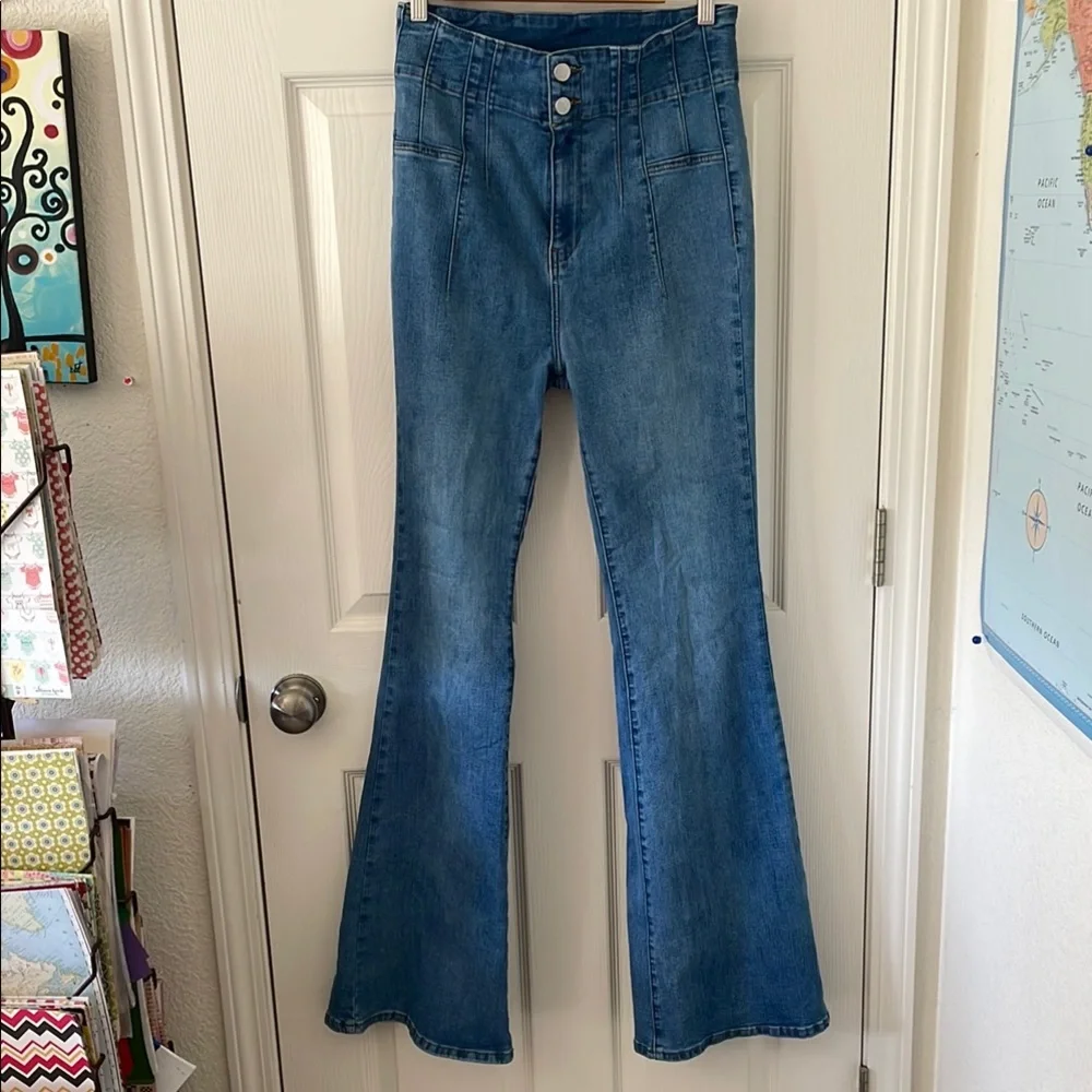 Oli & Hali Stretch Bootcut High Rise Flare Jeans Women's Size Large Blue